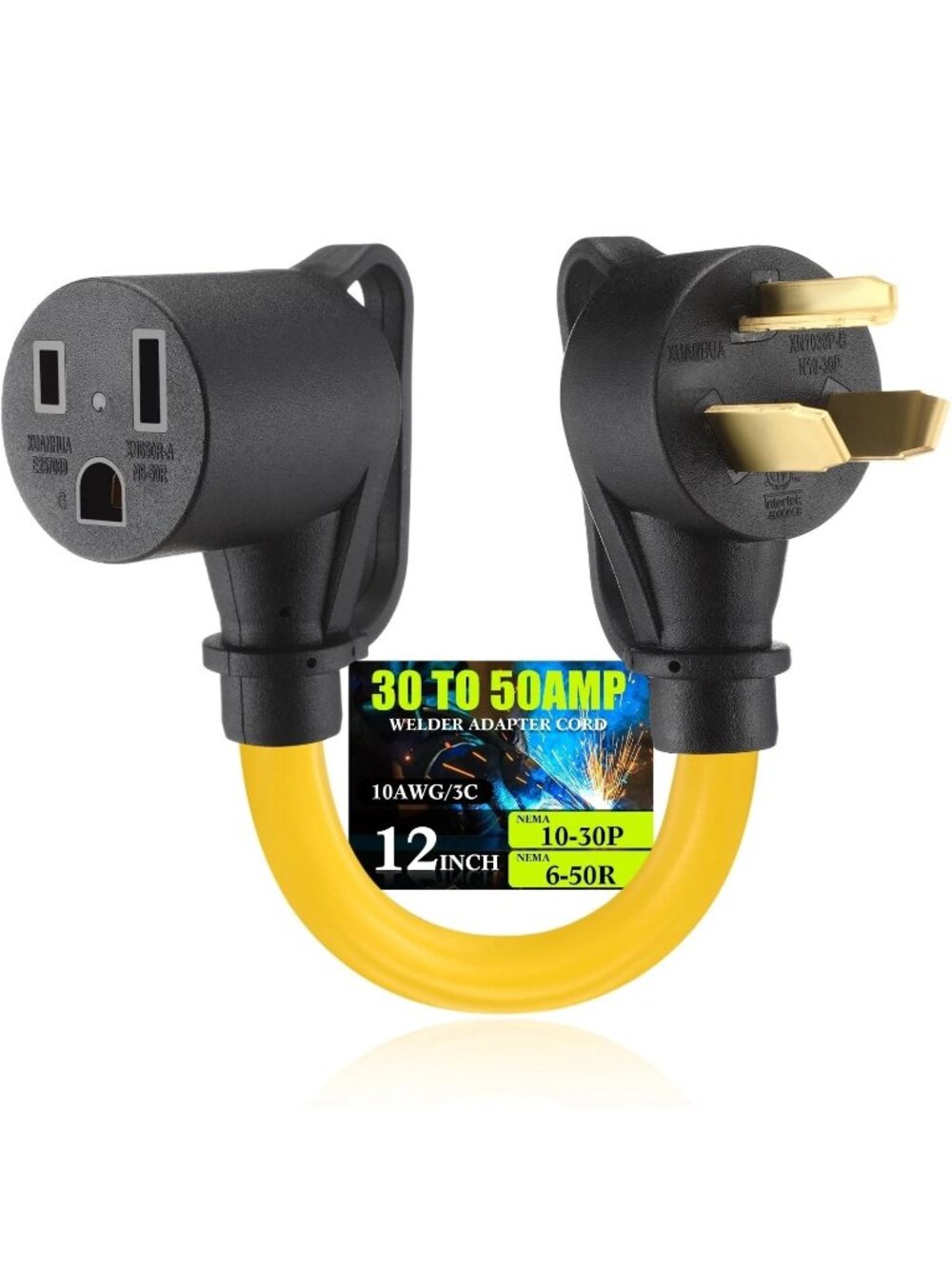 Welder Adapter Cord 1 FT NEMA 10-30P 30A Male to 6-50R 50A Female 10AWG NEW